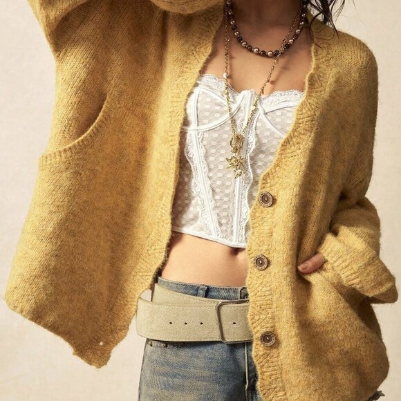 Boho Womens Long Sleeve button down Open Knit sweater Cardigan - Picture 1 of 8
